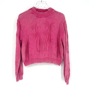 Scotch & Soda Sweater Womens M Pink‎ Palm Tree Feminine Bohemian Knit Organic